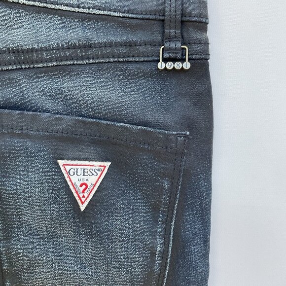 Guess Women’s 1981 High Rise Skinny Jeans Dark Blue Coated Finish Size 23 - Picture 12 of 12